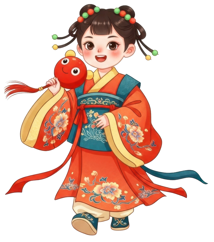 微笑的汉服少女插画元素