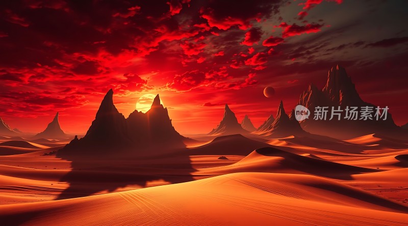 红色沙漠日落奇景