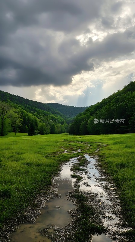 雨后山间小溪流