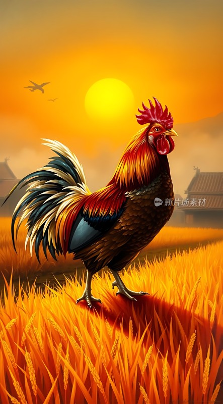 金鸡报晓迎晨光