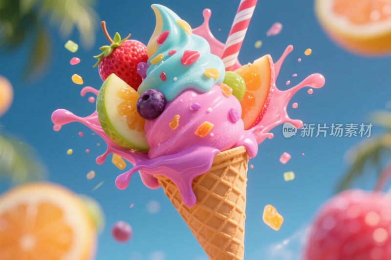 炫彩冰淇淋甜筒