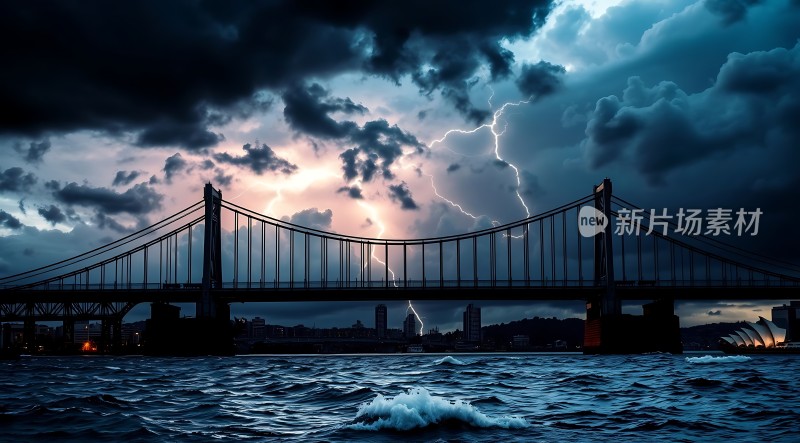 暴风雨中的跨海大桥
