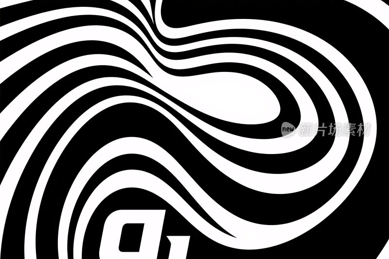 黑白抽象波浪线条艺术图
