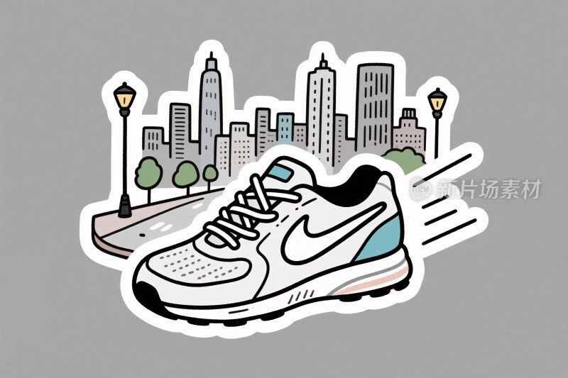 城市跑鞋插画