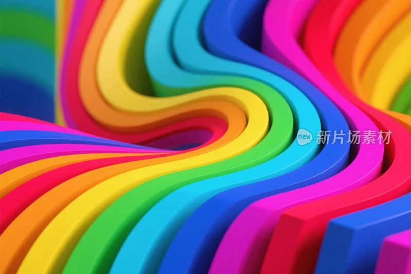 彩色波浪曲线插画