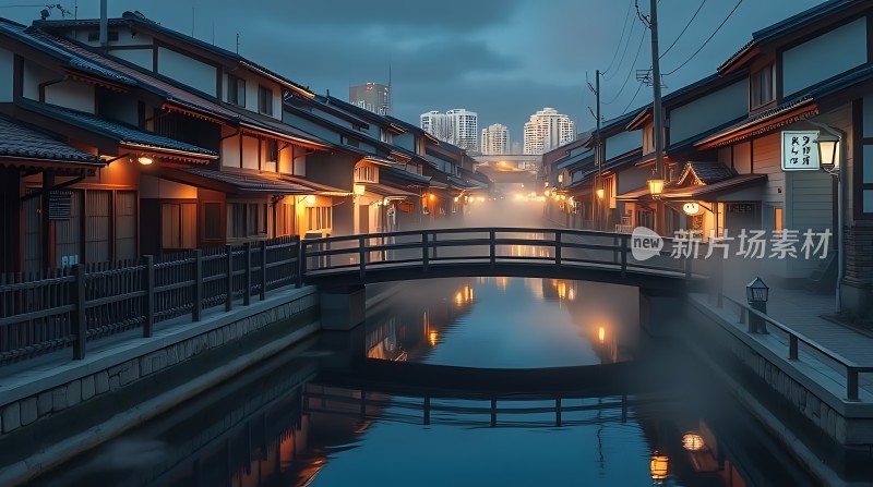 古街夜色灯火阑珊映水乡