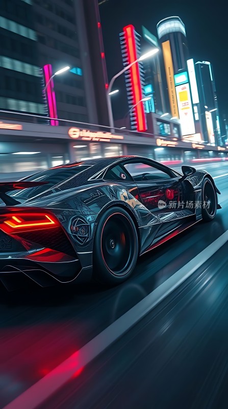赛博朋克之夜未来座驾疾驰而过