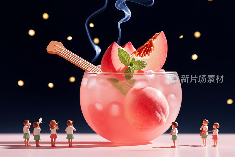 水蜜桃桃子微观摄影桃汁创意背景