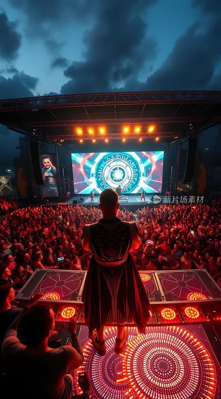 舞台灯光璀璨观众热情高涨DJ掌控全场