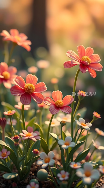 阳光下的粉色小花