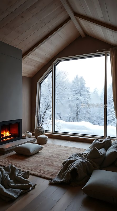 冬日暖炉旁的温馨小屋