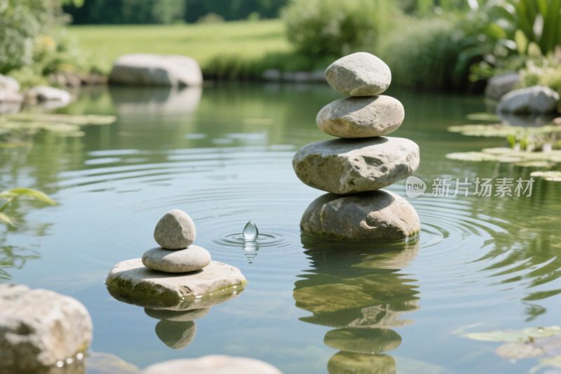 水上石堆自然景观