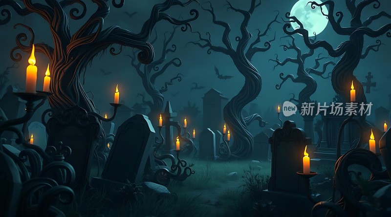 万圣节之夜幽灵墓地