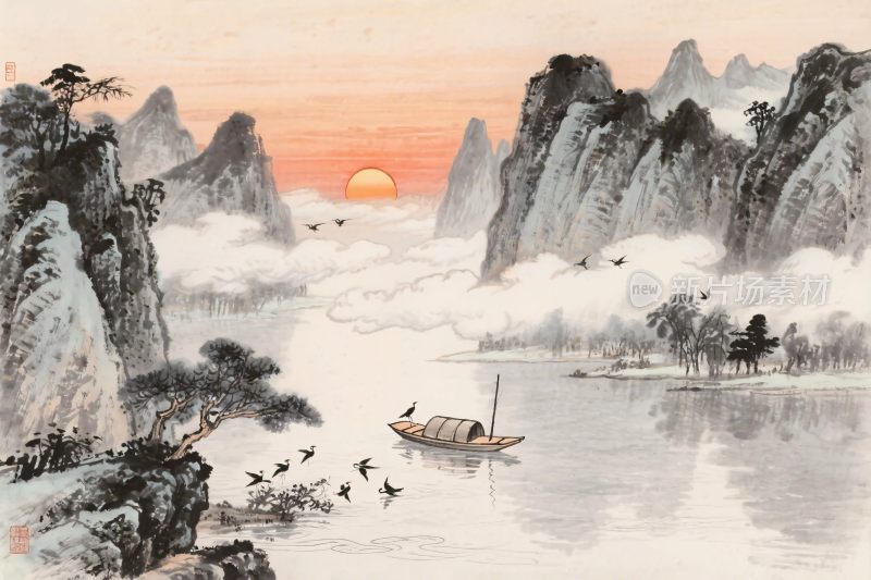 山水国画风景图