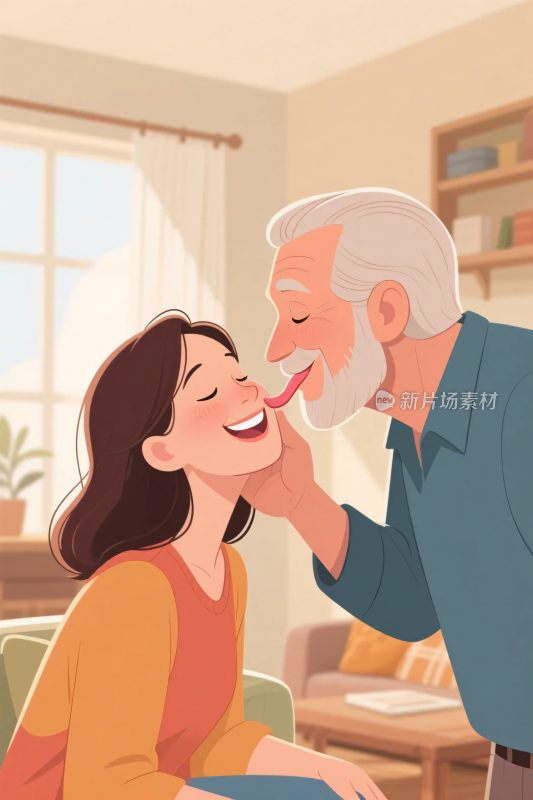 家庭温馨互动插画