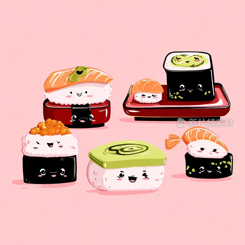可爱卡通寿司插画