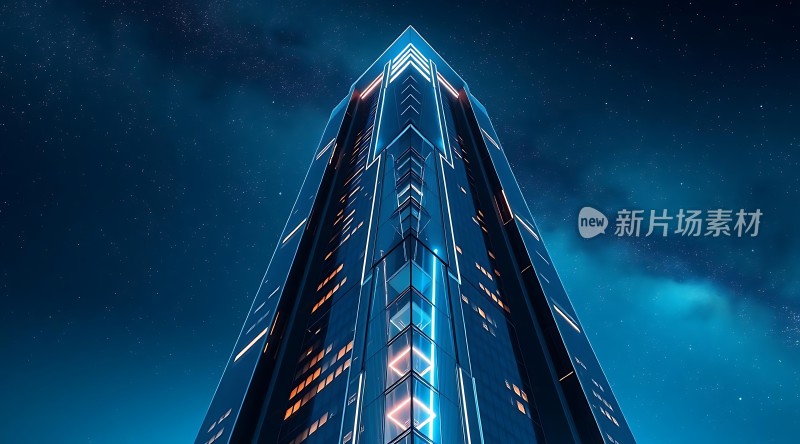 未来之光摩天大楼夜色下的璀璨星空