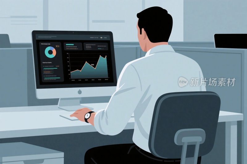 办公数据图表插画