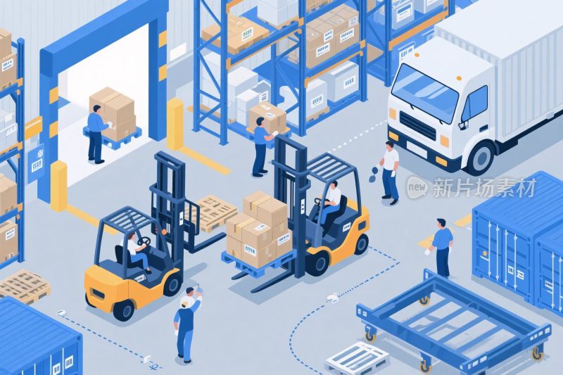 仓库物流作业插画