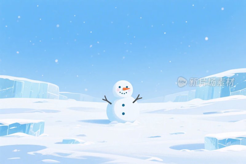 雪地里雪人插画