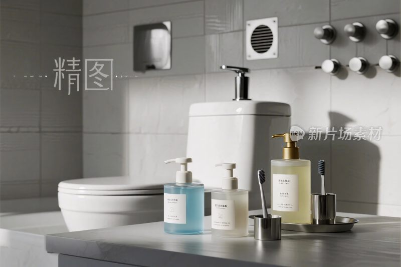现代卫生间洗漱场景图