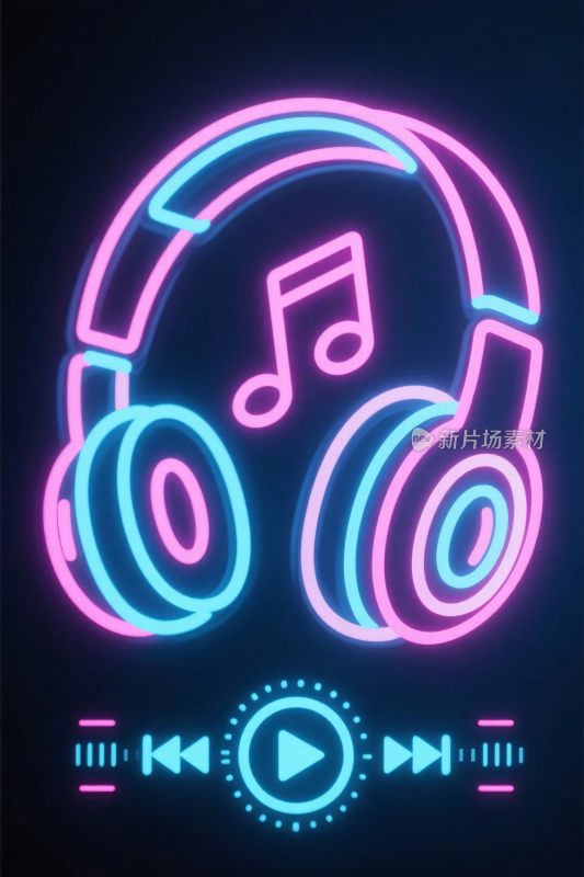 霓虹耳机音乐插画