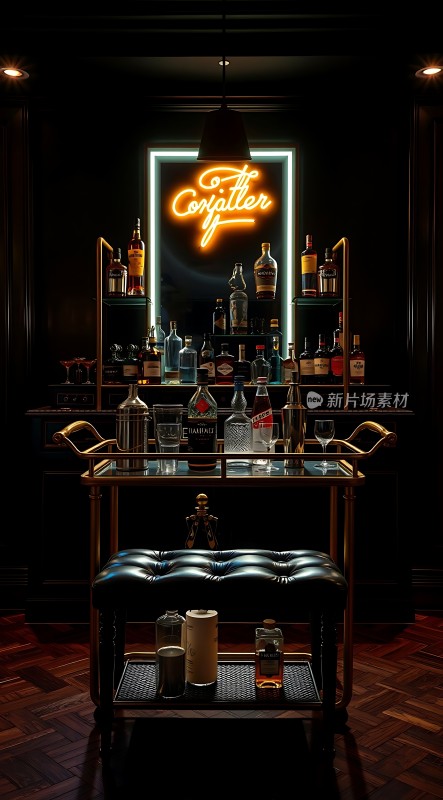 酒吧台上的霓虹灯招牌