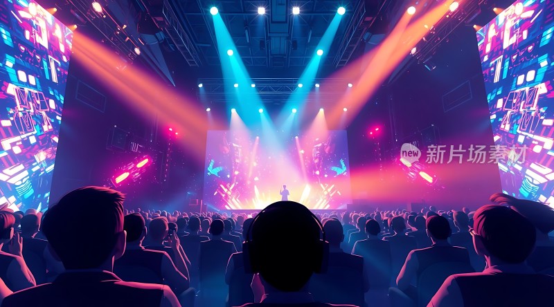 舞台灯光璀璨观众热情高涨的音乐会现场