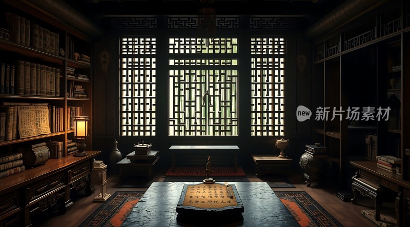 古风书房静谧雅致书香四溢