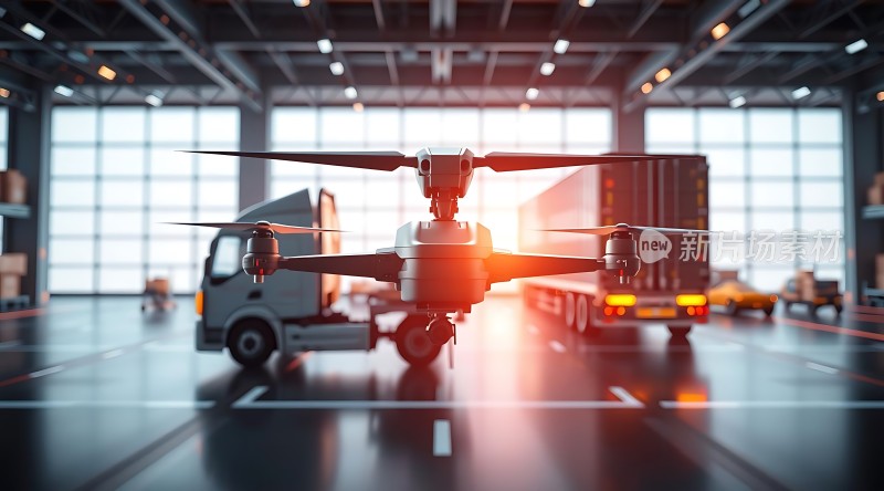未来物流无人机与卡车协同作业