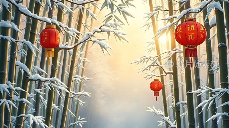 雪竹映红 lanterns