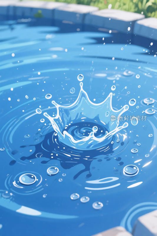 水花溅起水面插画