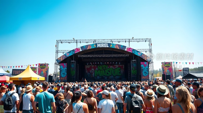音乐节狂欢现场观众热情高涨舞台绚丽多彩