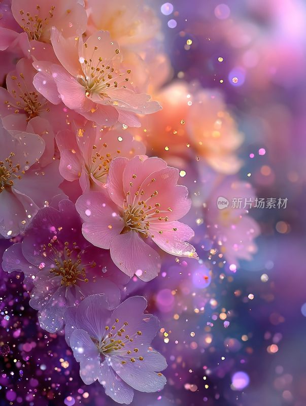 梦幻唯美的粉色花朵画面