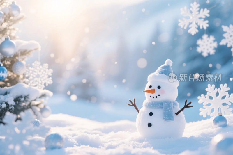 冬日雪景雪人场景