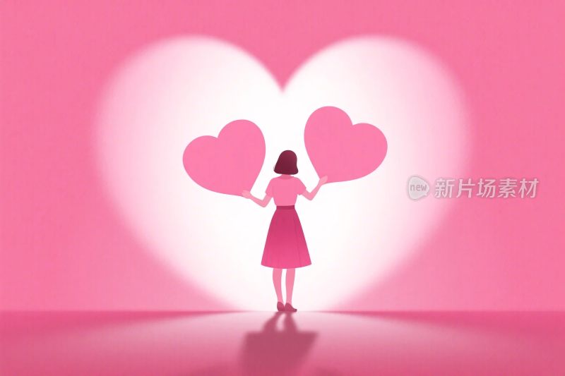 粉色爱心人物插画