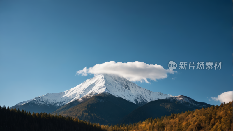 一座被雪覆盖高山清风景图片