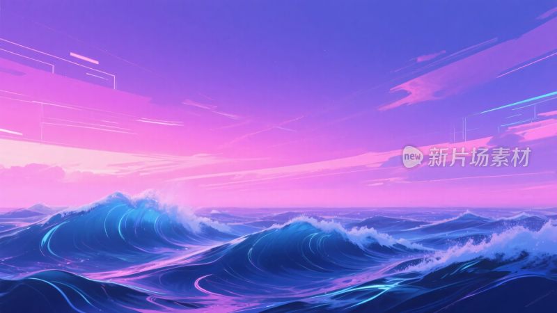 梦幻紫色海浪天空景象