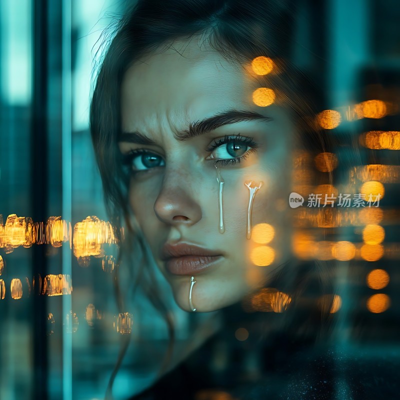 泪光闪烁夜色中透出温暖光芒