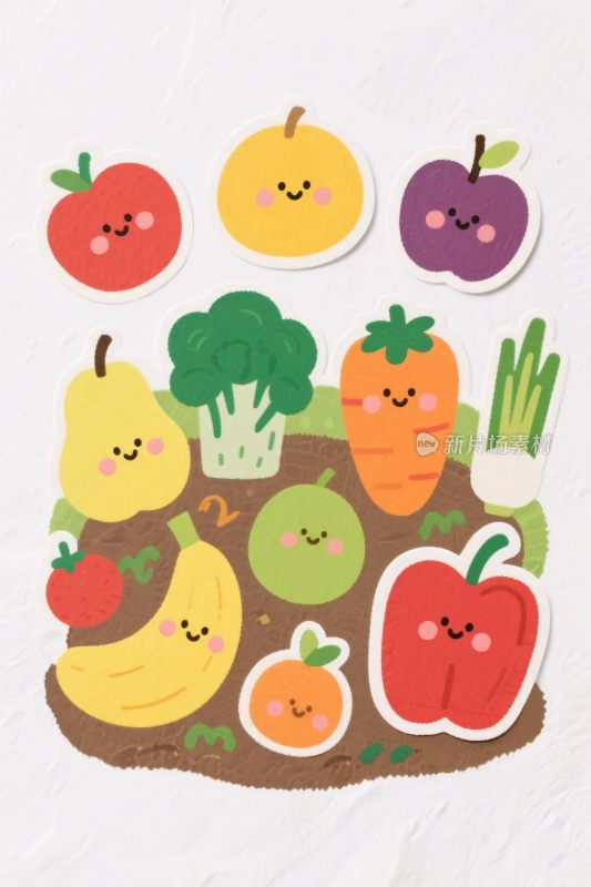 可爱蔬菜水果卡通插画