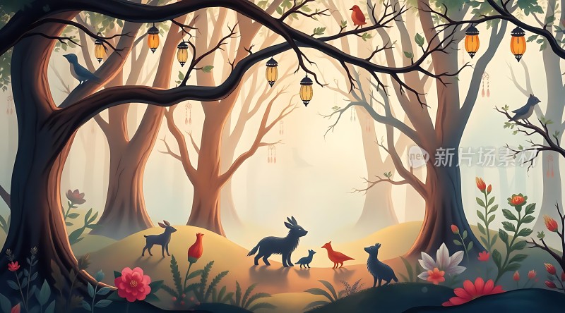 森林秘境动物与自然的和谐共处