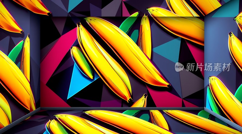 新片场素材多彩香蕉几何背景