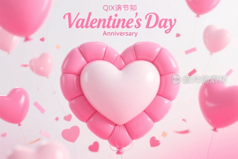 情人节爱心气球插画