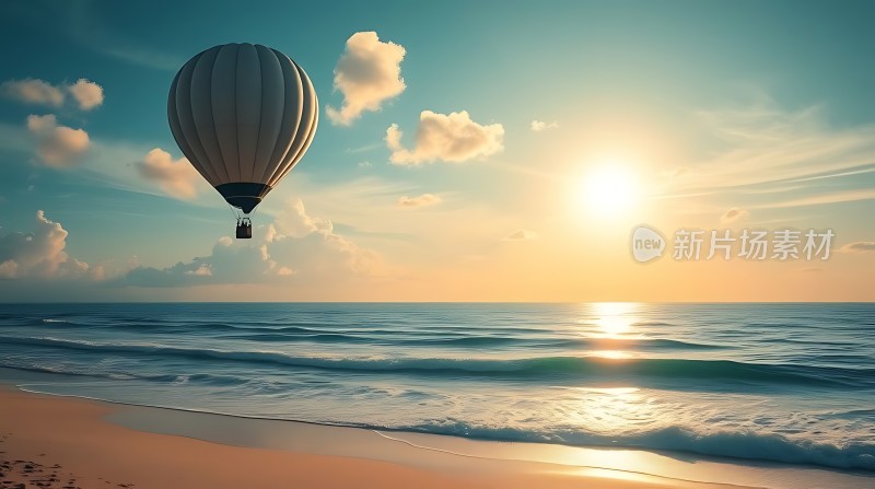 热气球海上日出