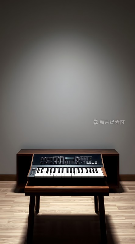 复古合成器与木质支架的结合