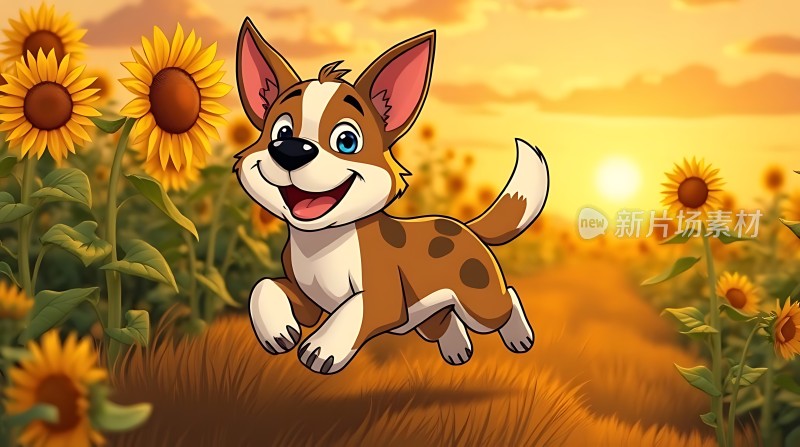 阳光下的快乐小狗