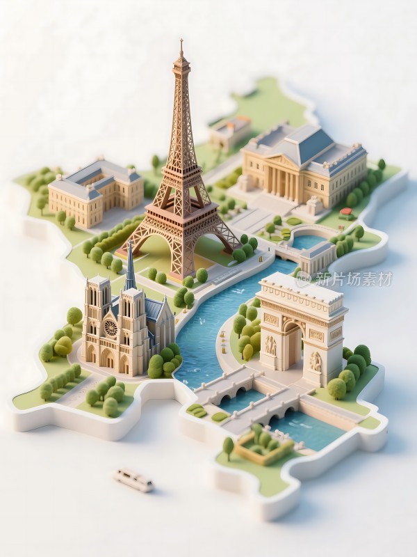 巴黎地标建筑微缩景观
