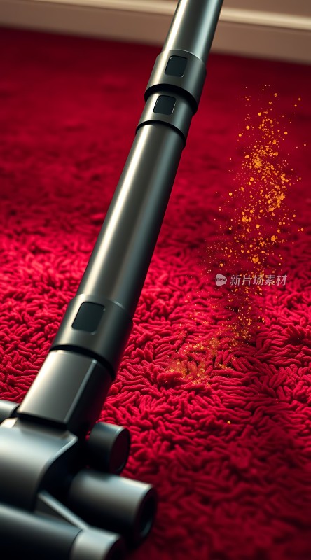 吸尘器清洁红色地毯