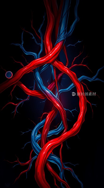 红色动脉与蓝色静脉交织