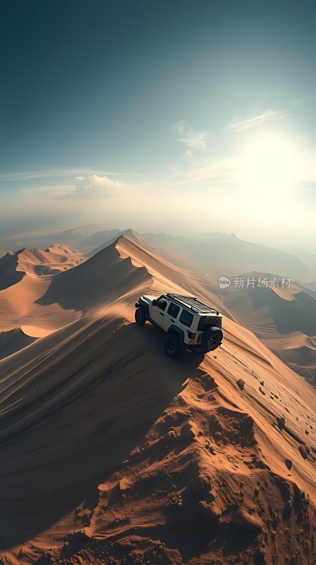 沙漠探险之旅越野车驰骋沙丘间